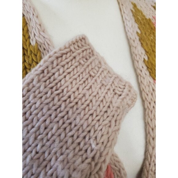 Amalialad Anthropology Wool Cardigan Sweater Size Medium Granola Chuncky Knit - Picture 4 of 16